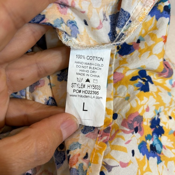 Hayden Vibrant Floral Short Puff Sleeve Mini Babydoll Dress Size L NWOT - Picture 5 of 5